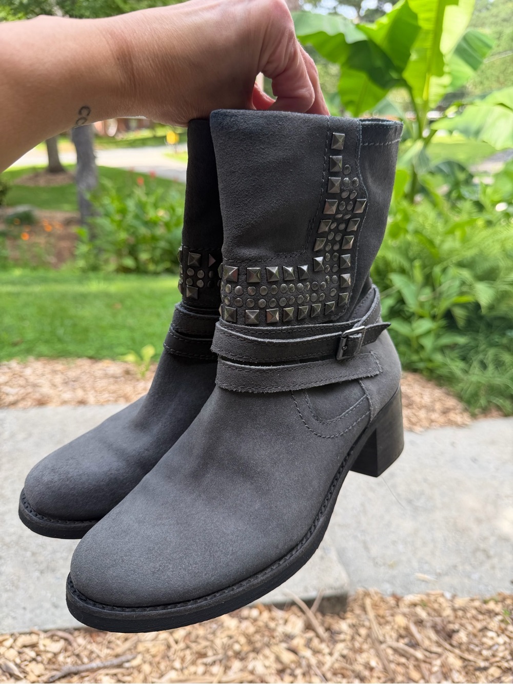 Vince Camuto Studded Donato Gray Ankle Boots - Size 8.5